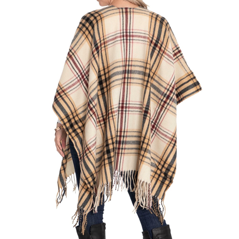 Woolrich Cozy Blanket Wrap Sienna Plaid One Size Dark Browns - Picture 2 of 5